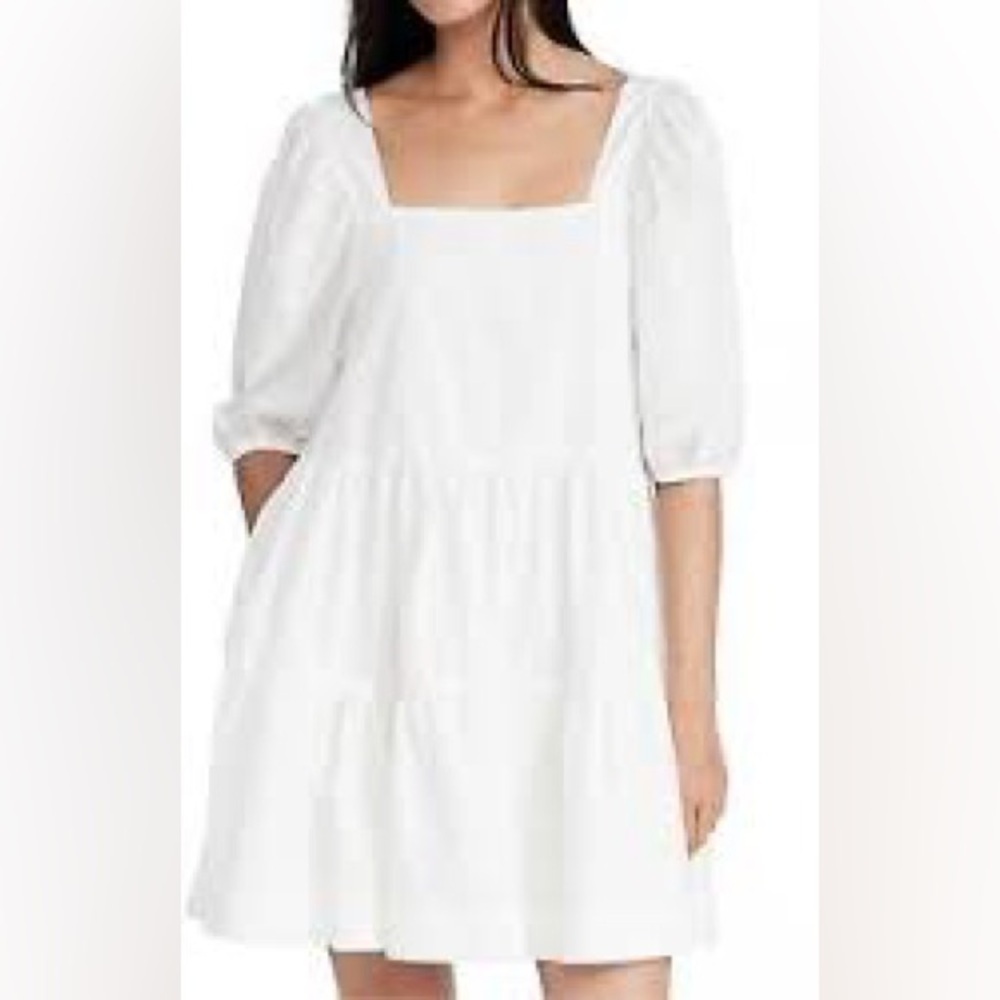 En Saison White Poplin Tiered Mini Dress Sz XS